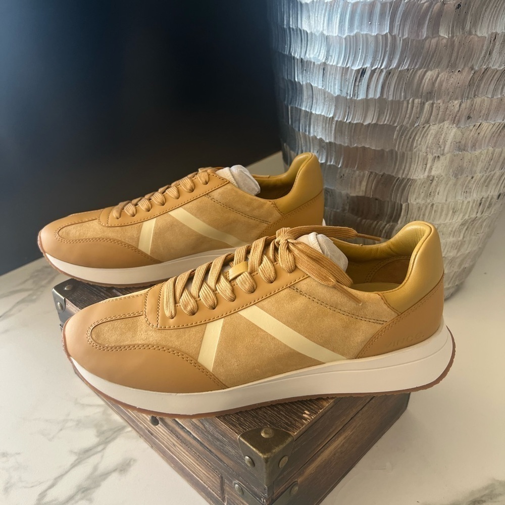 Vince Mustard Yellow Leather & Suede Sneakers